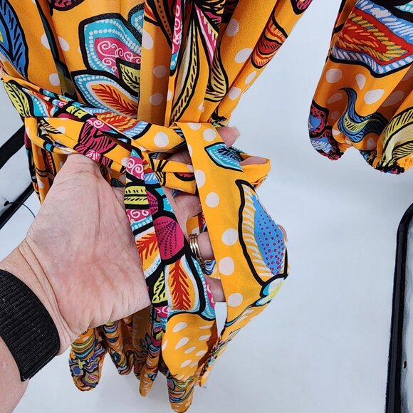 Tabitha Brown for Target Size 4X Womens Orange Floral Swim Cover Up Belted - Picture 10 of 11